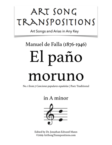 DE FALLA: El paño moruno (transposed to A minor)