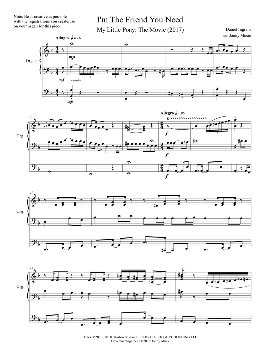 I'm The Friend You Need Organ Solo scores gallery preview page 2