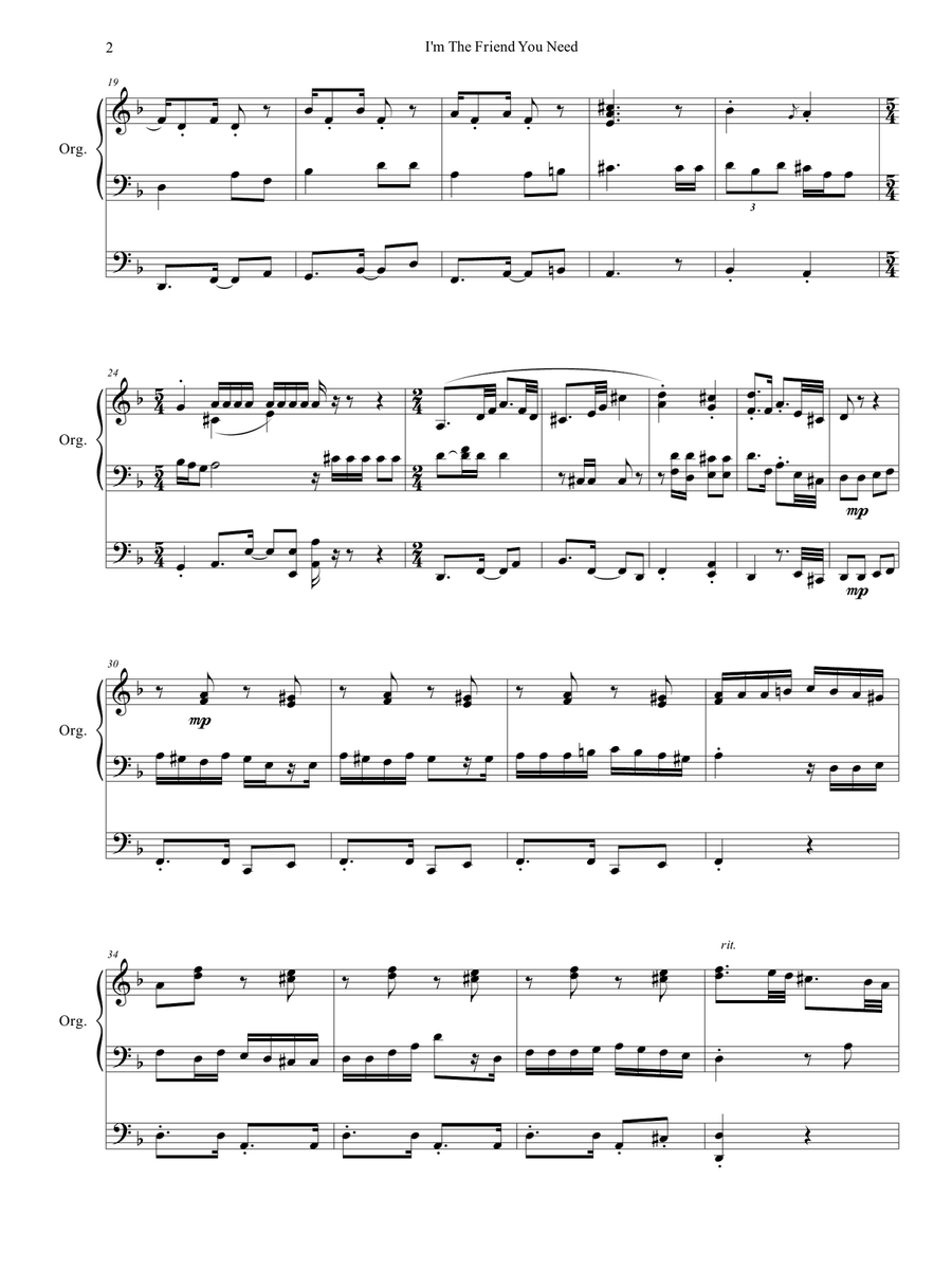 I'm The Friend You Need Organ Solo scores gallery preview page 3