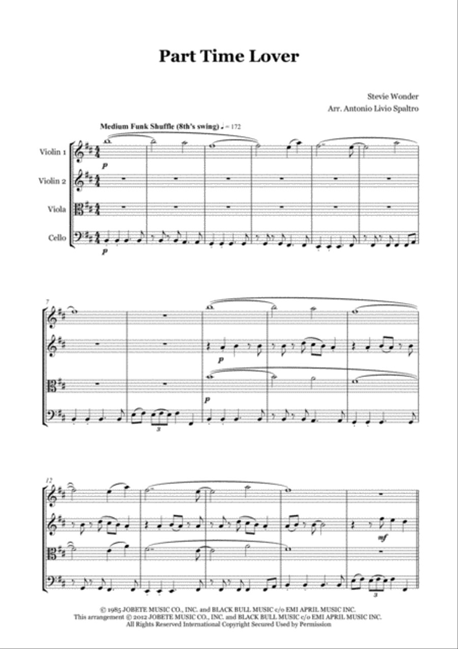 Part-time Lover String Quartet scores gallery preview page 2