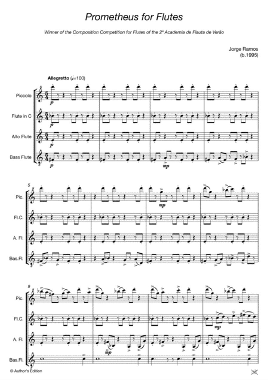 Prometheus for Flutes for flute quartet Flute Quartet scores gallery preview page 4