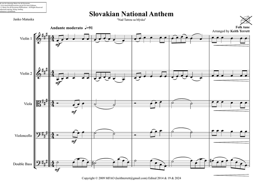Slovakian National Anthem for String Orchestra (MFAO World National Anthem Series) String Orchestra scores gallery preview page 2