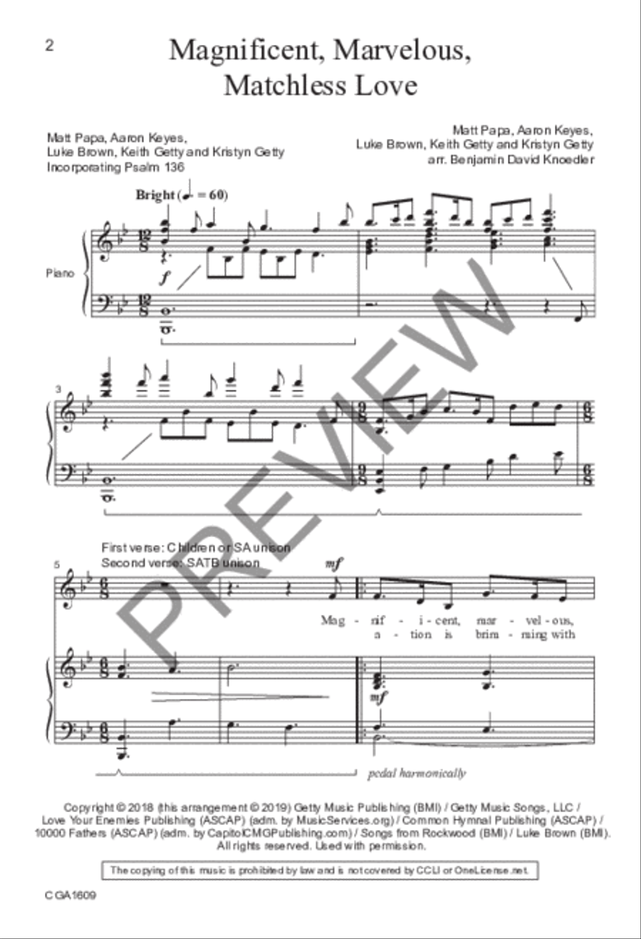 Magnificent, Marvelous, Matchless Love 4-Part scores gallery preview page 2