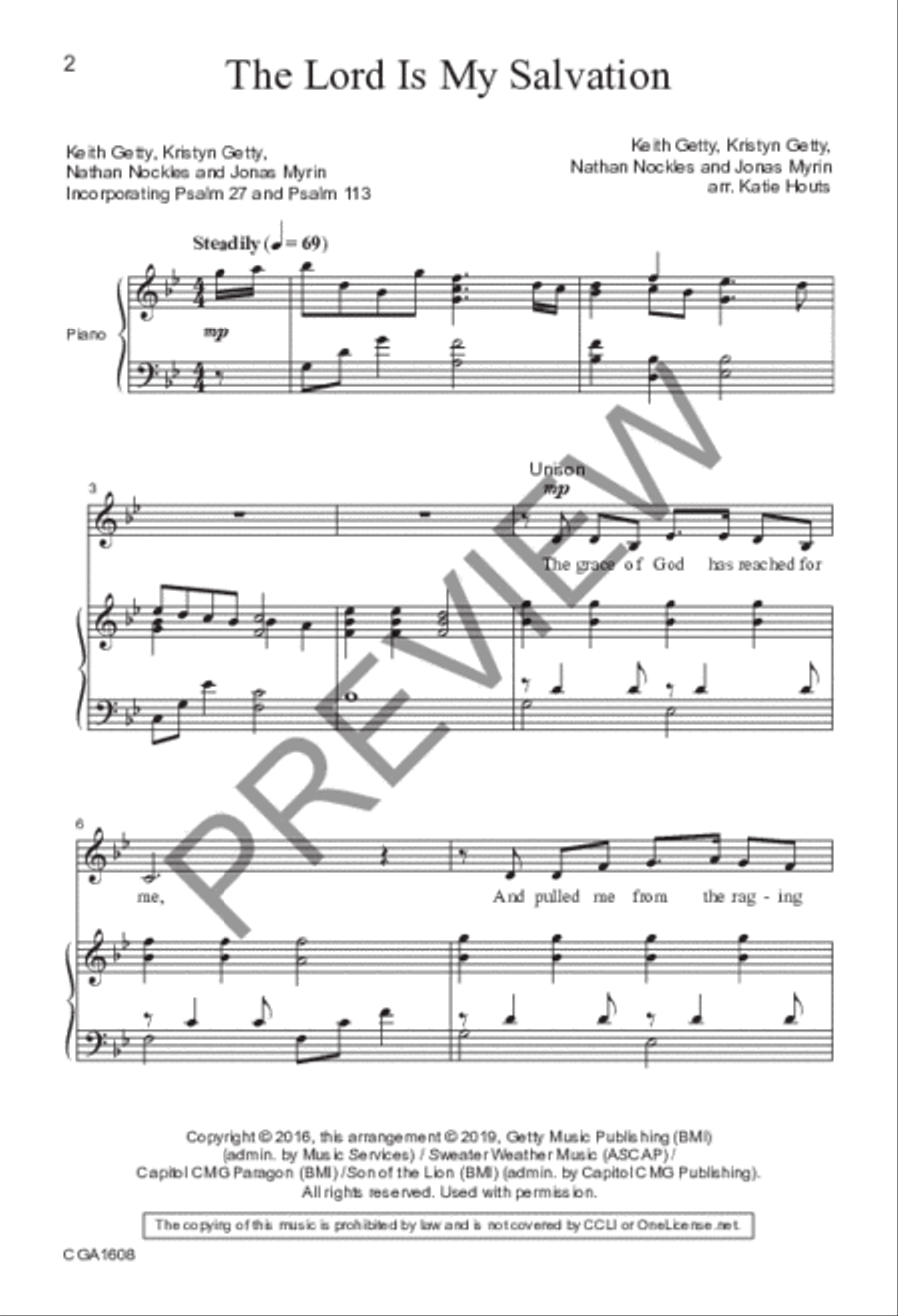 The Lord Is My Salvation Unison Choir scores gallery preview page 2