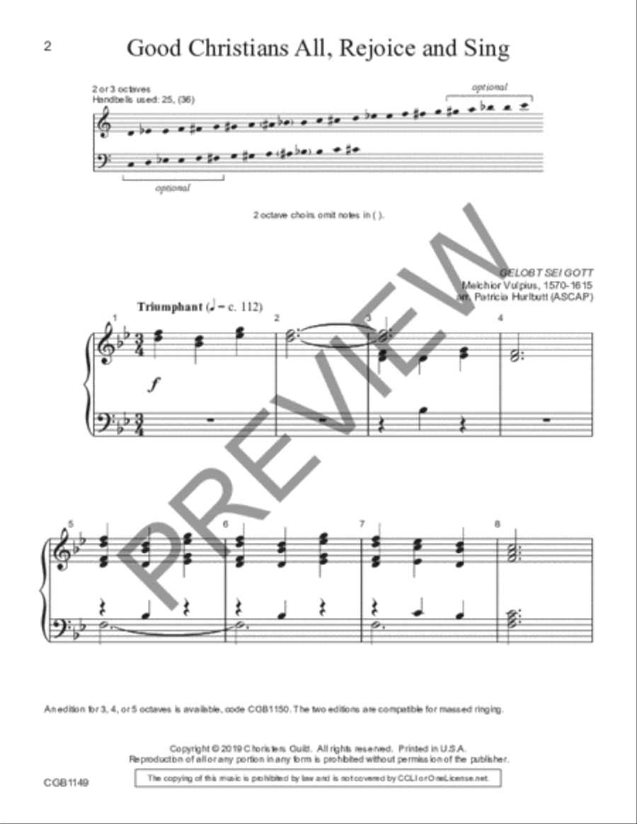 Good Christians All Rejoice and Sing (2-3 octaves) 3-Octaves scores gallery preview page 2