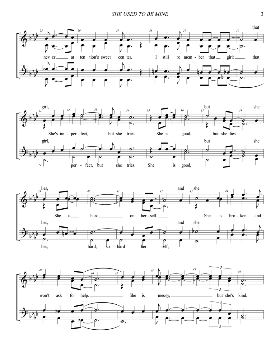 She Used To Be Mine from WAITRESS THE MUSICAL SSAA scores gallery preview page 3