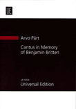 Cantus In Memory Of Benjamin Britten Study Score