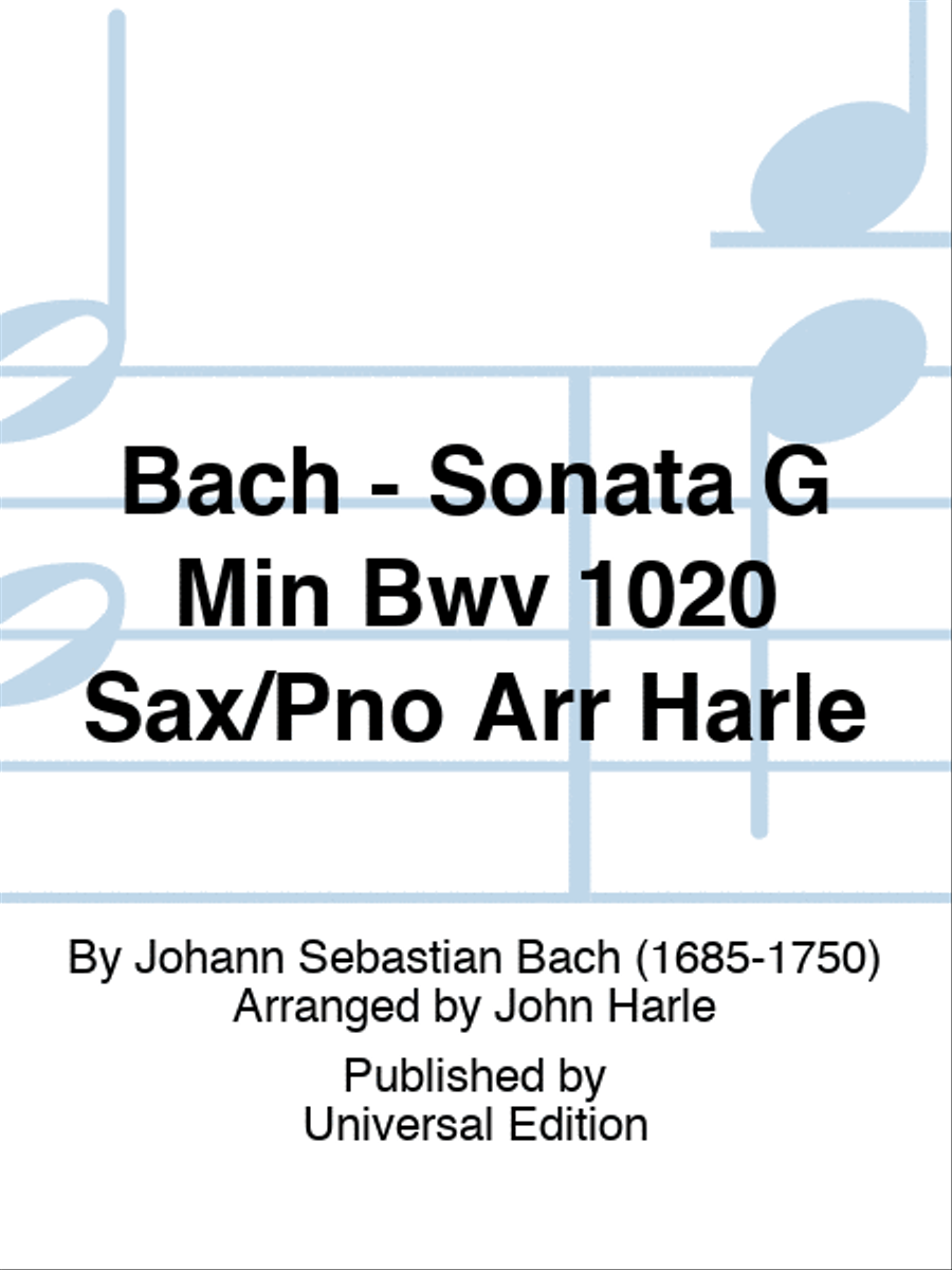 Bach - Sonata G Minor Bwv 1020 Sax/Piano Arr Harle scores gallery preview page 1