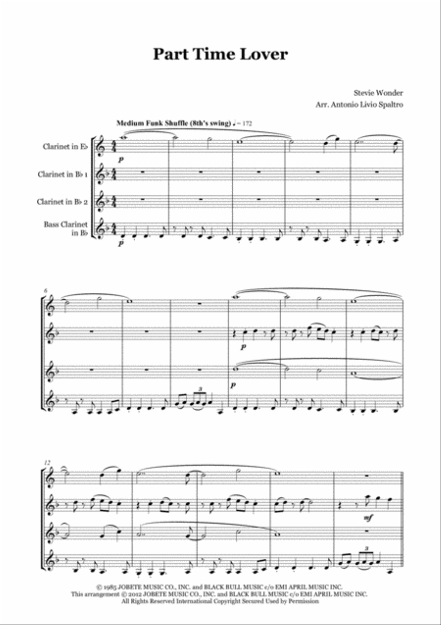 Part-time Lover Woodwind Ensemble scores gallery preview page 2