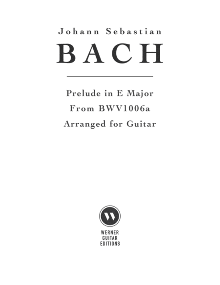 Prelude in E Major from BWV 1006a by Bach for Guitar Classical Guitar scores gallery preview page 1