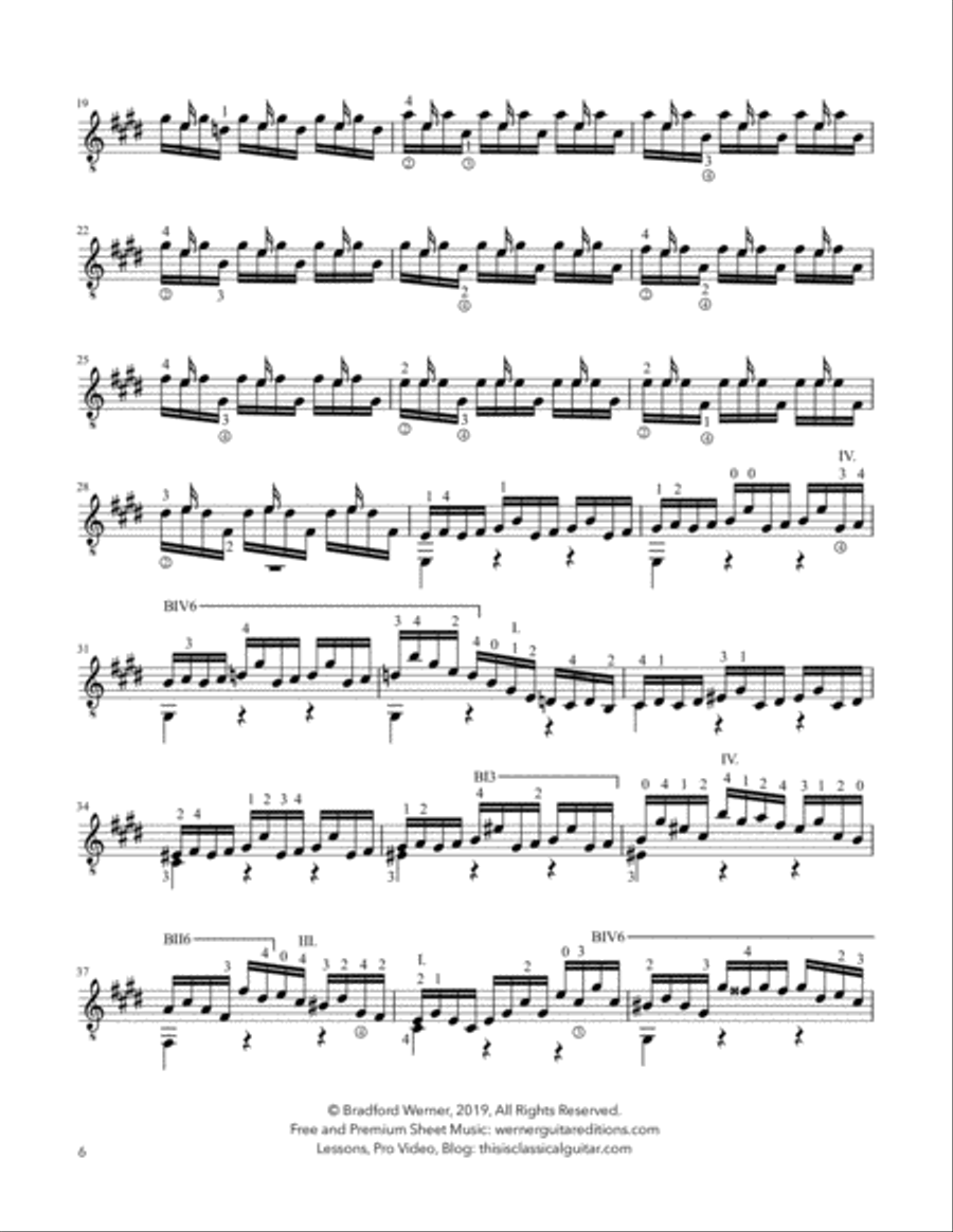 Prelude in E Major from BWV 1006a by Bach for Guitar Classical Guitar scores gallery preview page 6