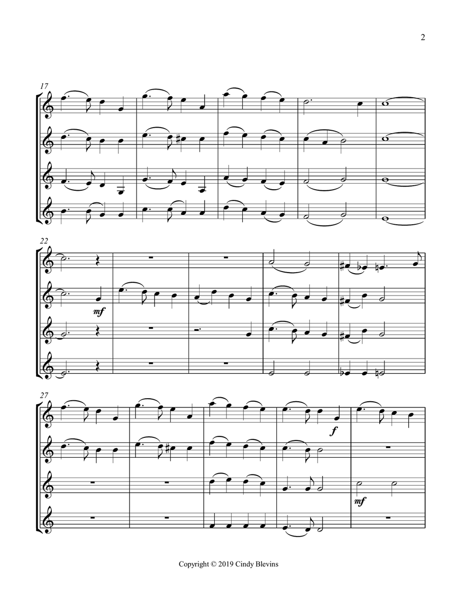 I Heard the Bells On Christmas Day, for Clarinet Quartet Clarinet Quartet scores gallery preview page 3
