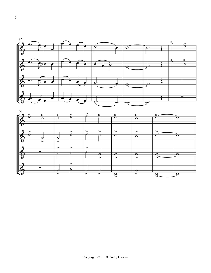 I Heard the Bells On Christmas Day, for Clarinet Quartet Clarinet Quartet scores gallery preview page 6