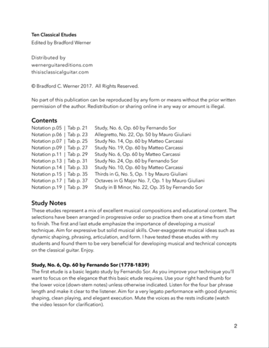 Ten Classical Etudes for Classical Guitar Acoustic Guitar scores gallery preview page 2