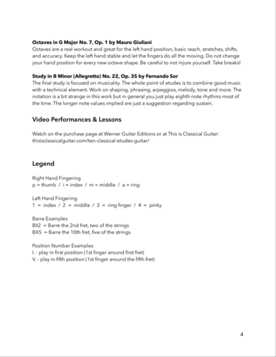Ten Classical Etudes for Classical Guitar Acoustic Guitar scores gallery preview page 4