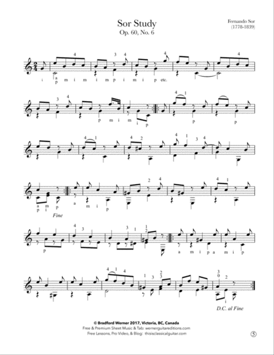 Ten Classical Etudes for Classical Guitar Acoustic Guitar scores gallery preview page 5