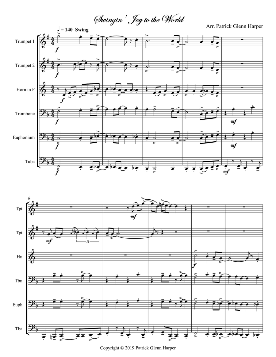 Swingin' Joy To The World - for Brass Ensemble Christmas scores gallery preview page 2