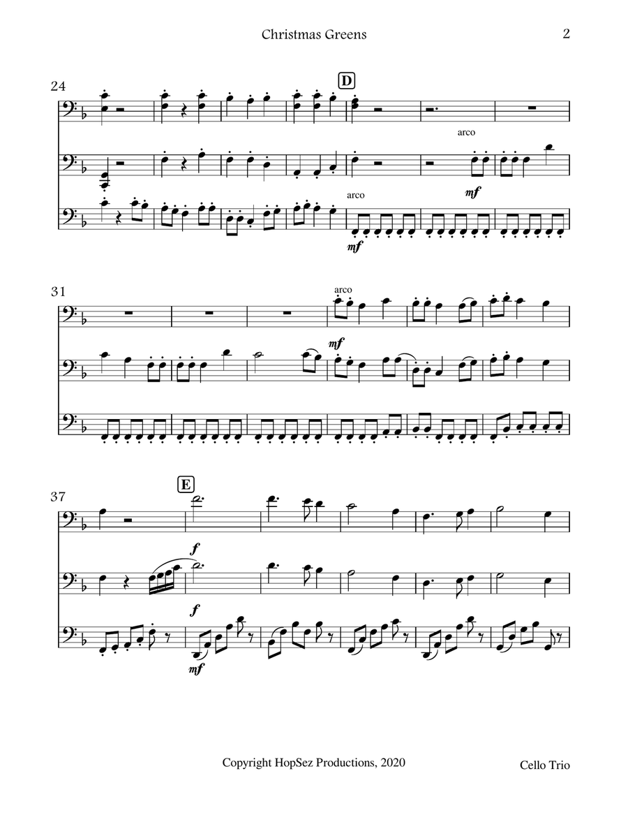 Christmas Greens - Cello Trio Cello scores gallery preview page 2