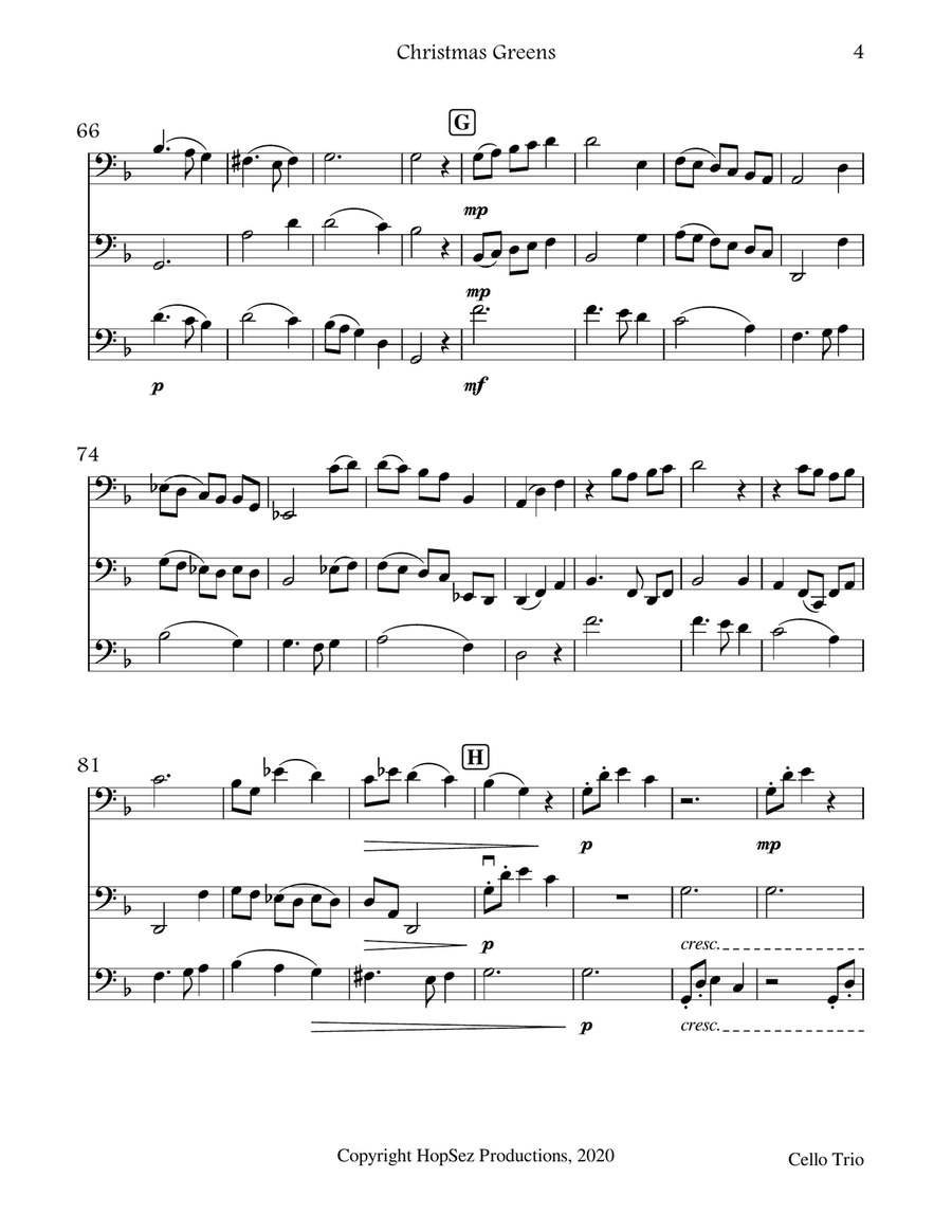 Christmas Greens - Cello Trio Cello scores gallery preview page 4