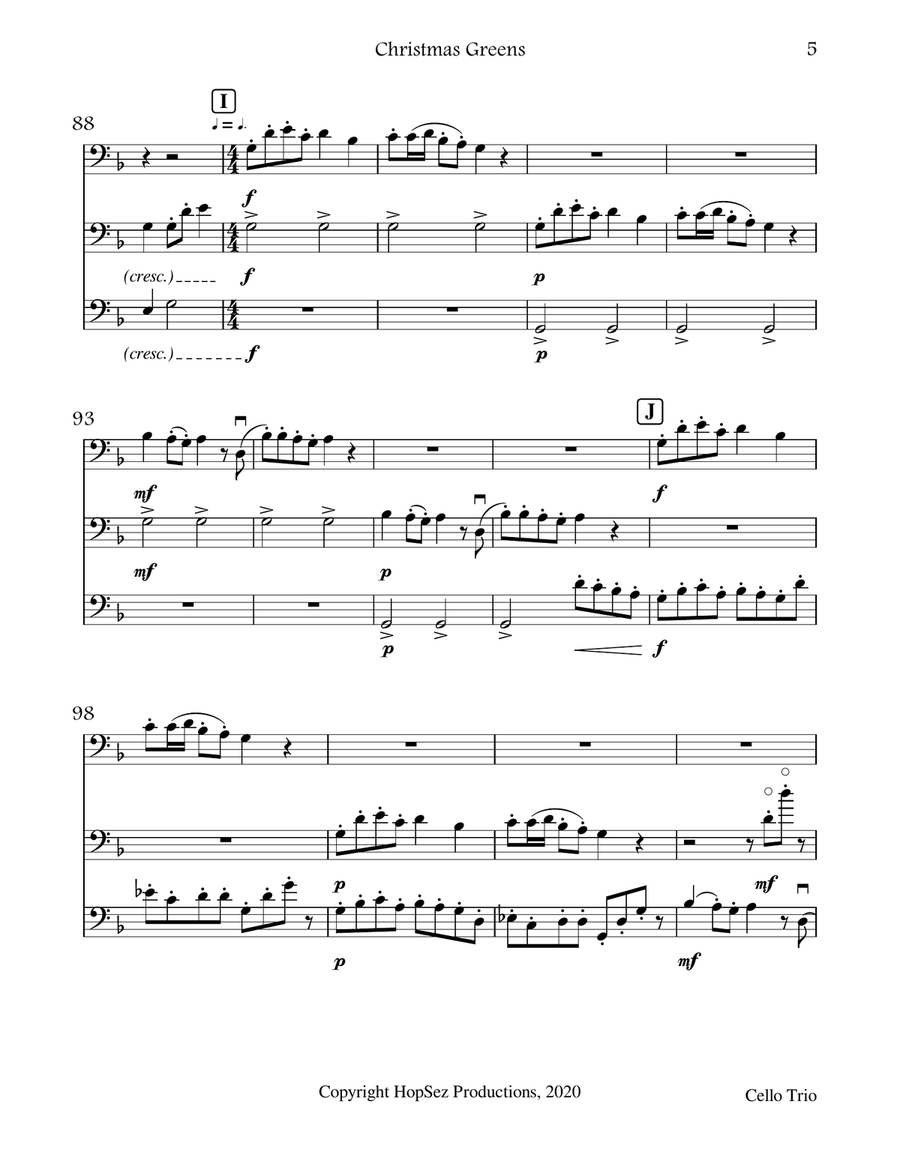 Christmas Greens - Cello Trio Cello scores gallery preview page 5