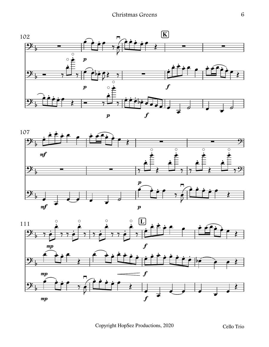 Christmas Greens - Cello Trio Cello scores gallery preview page 6