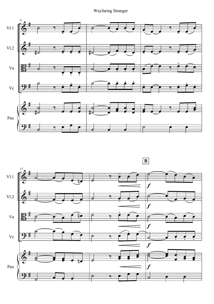 Wayfaring Stranger Wayfaring Stranger Piano Quintet scores gallery preview page 2
