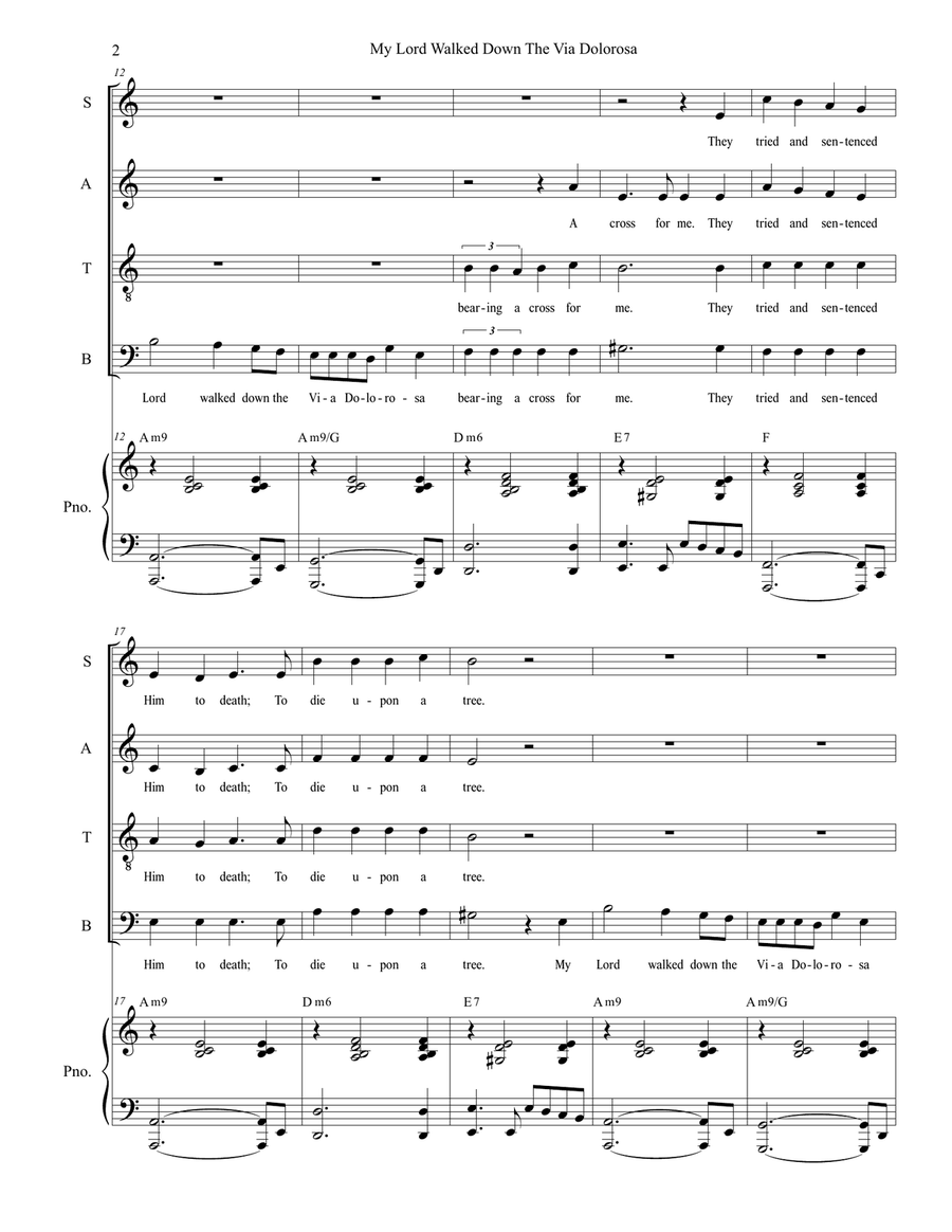 My Lord Walked Down The Via Dolorosa (SATB) 4-Part scores gallery preview page 2