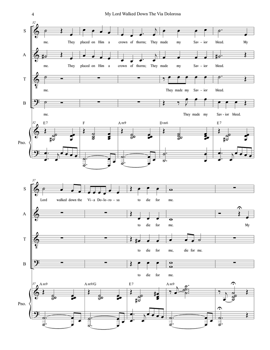 My Lord Walked Down The Via Dolorosa (SATB) 4-Part scores gallery preview page 4