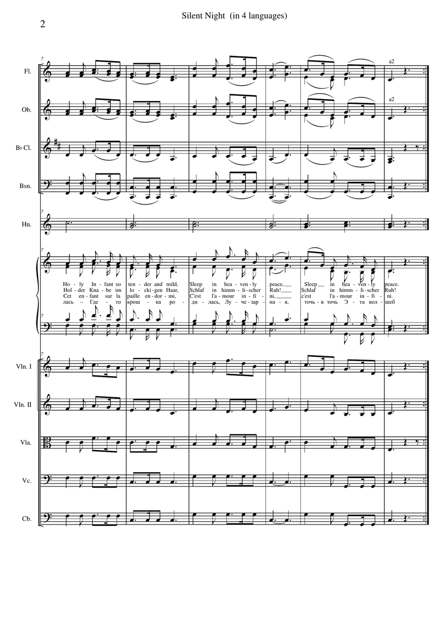 Silent Night - Stille Nacht - Douce nuit - Тихая ночь SA scores gallery preview page 2