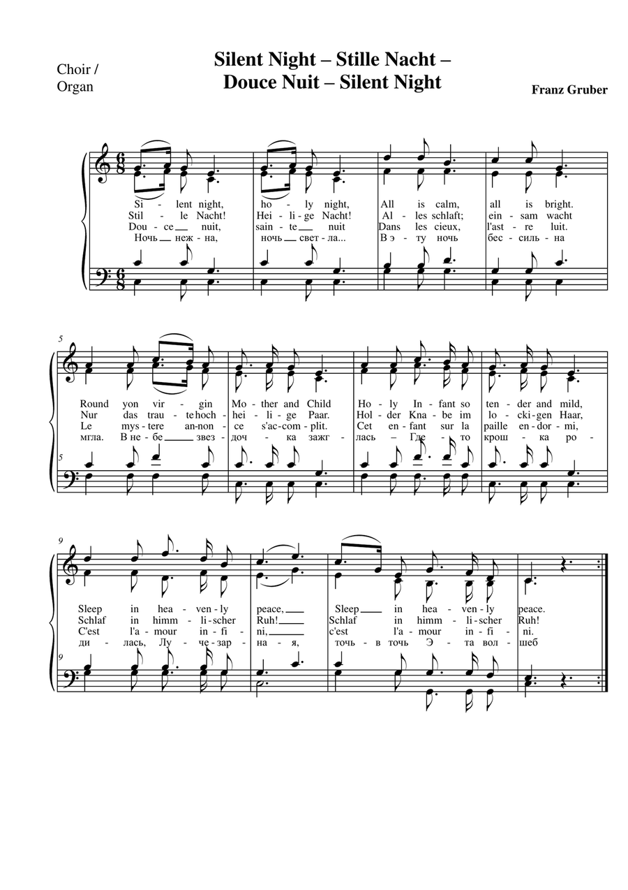 Silent Night - Stille Nacht - Douce nuit - Тихая ночь SA scores gallery preview page 3