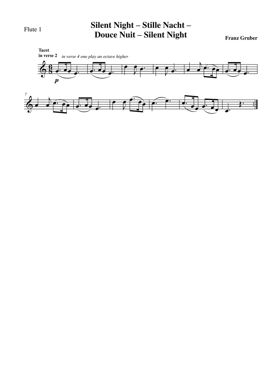 Silent Night - Stille Nacht - Douce nuit - Тихая ночь SA scores gallery preview page 4