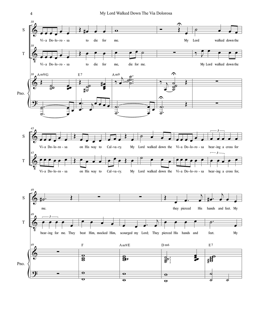 My Lord Walked Down The Via Dolorosa (Duet for Soprano and Tenor solo) Tenor Voice scores gallery preview page 4