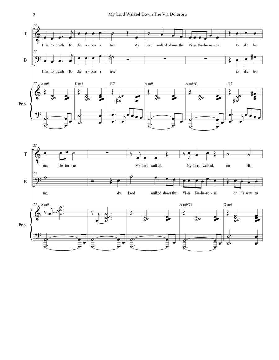 My Lord Walked Down The Via Dolorosa (Duet for Tenor and Bass solo) Tenor Voice scores gallery preview page 2
