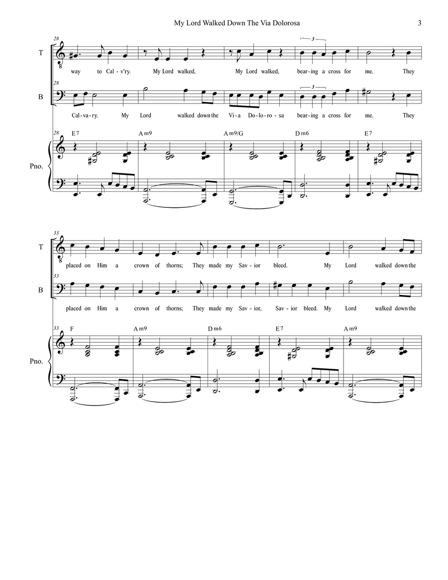 My Lord Walked Down The Via Dolorosa (Duet for Tenor and Bass solo) Tenor Voice scores gallery preview page 3