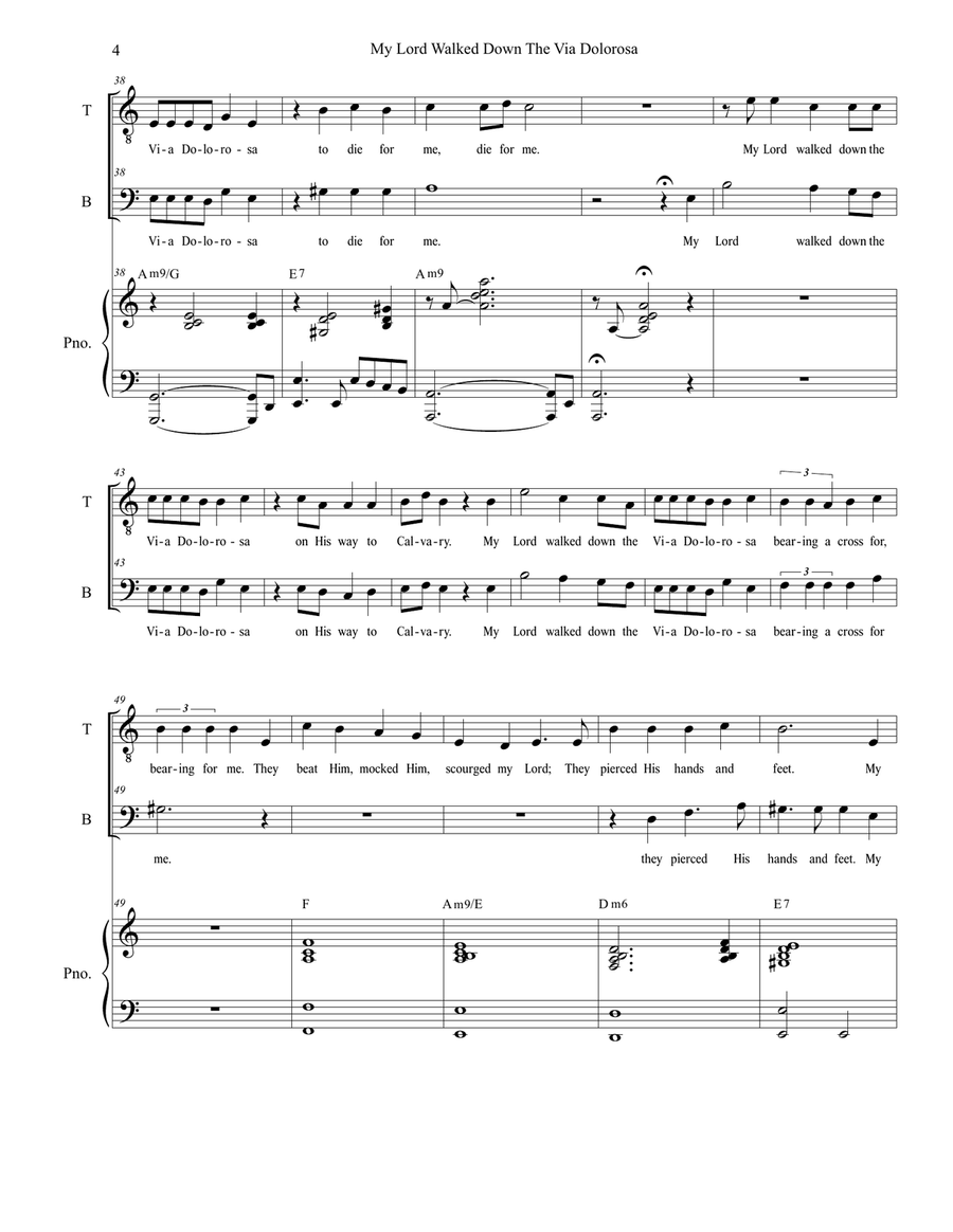 My Lord Walked Down The Via Dolorosa (Duet for Tenor and Bass solo) Tenor Voice scores gallery preview page 4