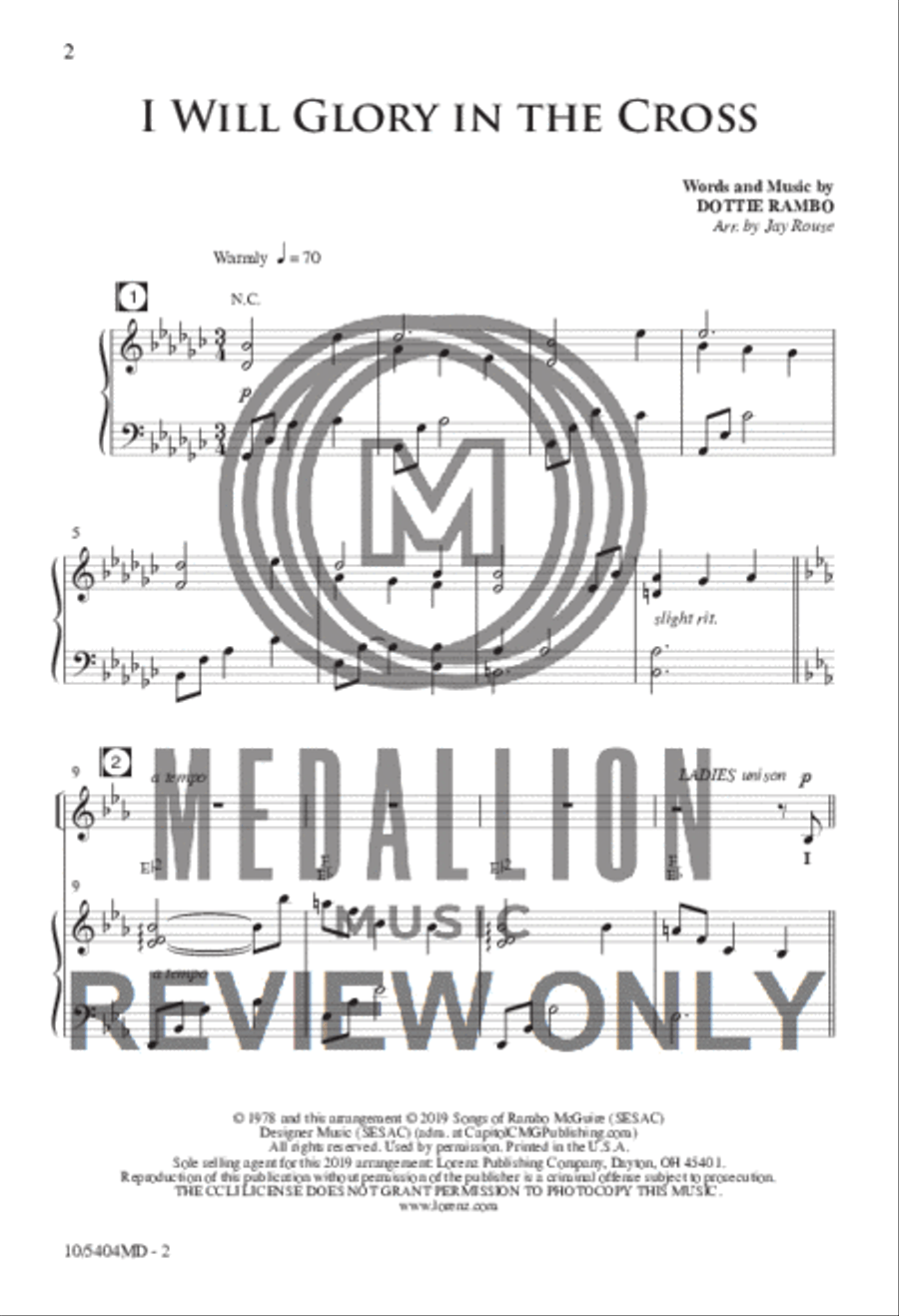 I Will Glory in the Cross 4-Part scores gallery preview page 2