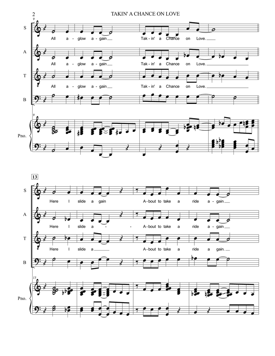 Taking A Chance On Love Taking A Chance On Love 4-Part scores gallery preview page 2