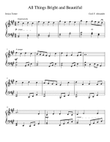 All Things Bright and Beautiful-- Intermediate piano
