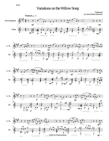 Variations on the Willow Song for alto saxophone and guitar