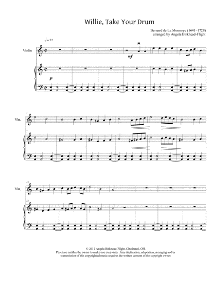 Willie Take Your Little Drum (Pat-a-pan) Violin Solo scores gallery preview page 1