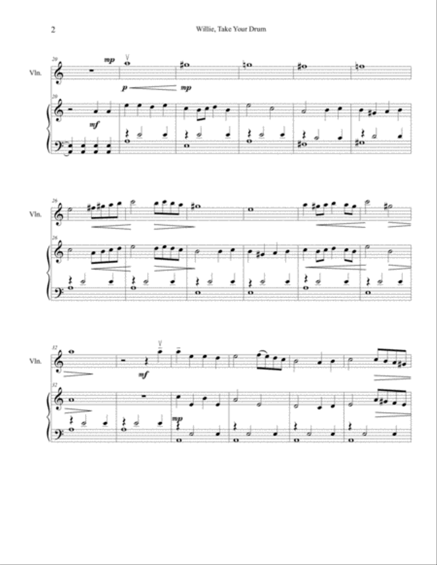 Willie Take Your Little Drum (Pat-a-pan) Violin Solo scores gallery preview page 2