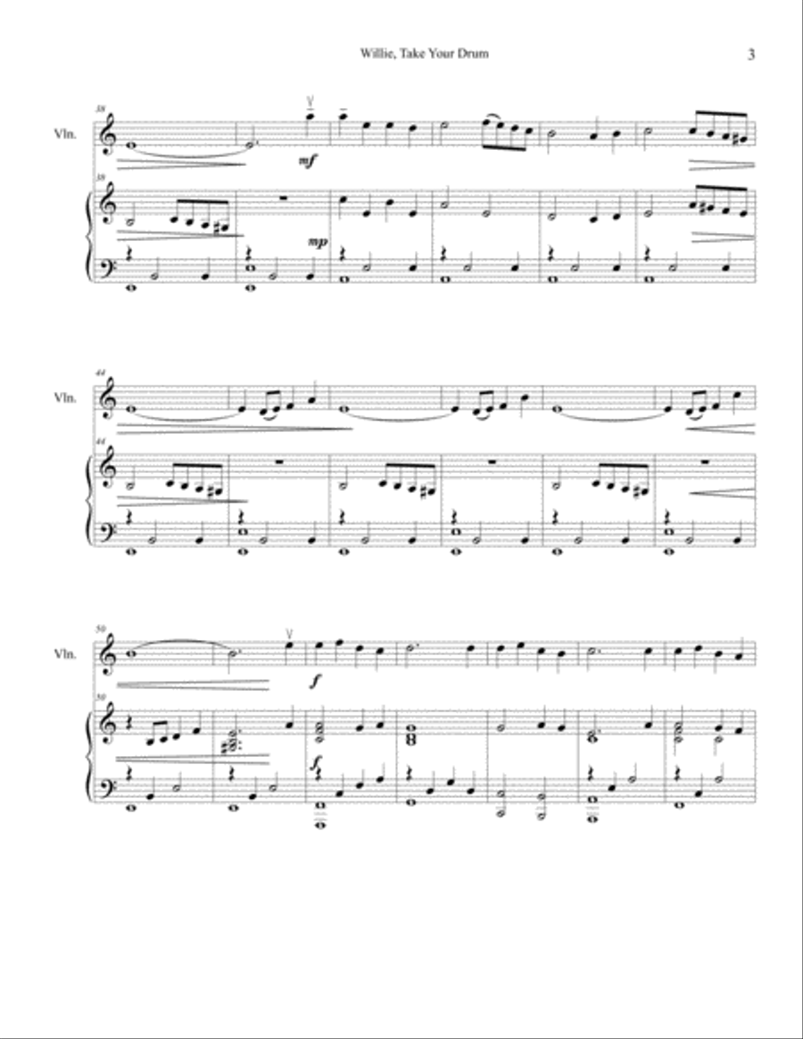 Willie Take Your Little Drum (Pat-a-pan) Violin Solo scores gallery preview page 3