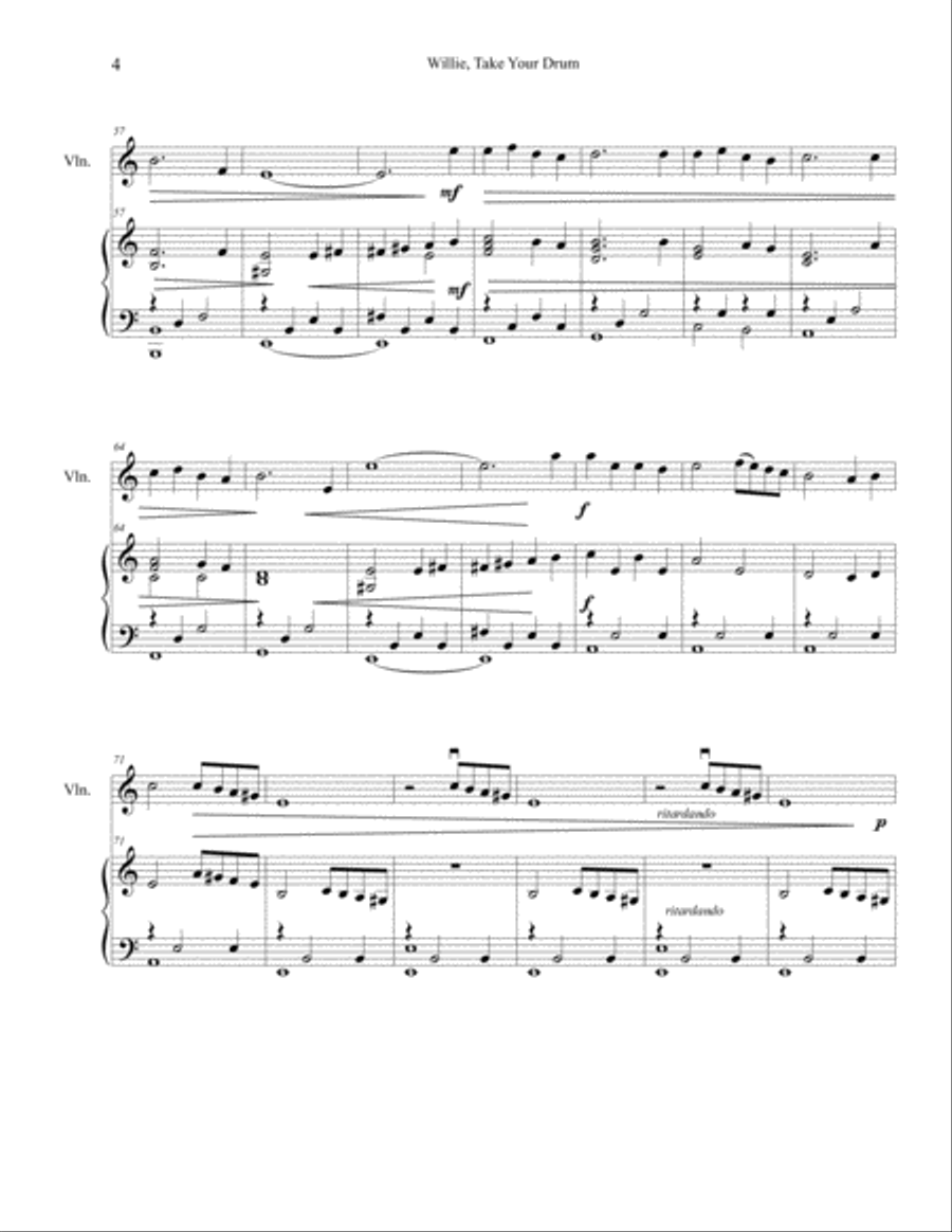 Willie Take Your Little Drum (Pat-a-pan) Violin Solo scores gallery preview page 4
