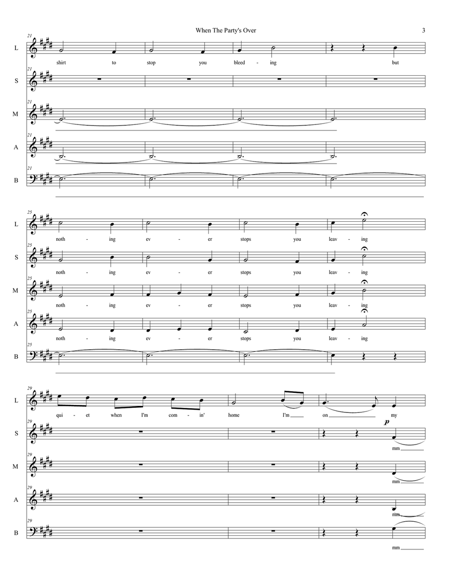 When The Party's Over When The Party's Over 3-Part scores gallery preview page 3
