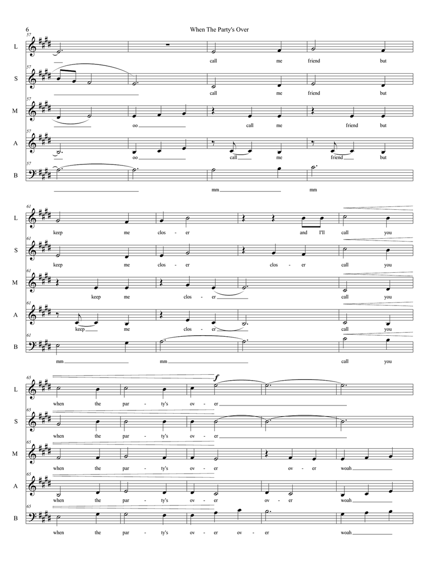 When The Party's Over When The Party's Over 3-Part scores gallery preview page 6