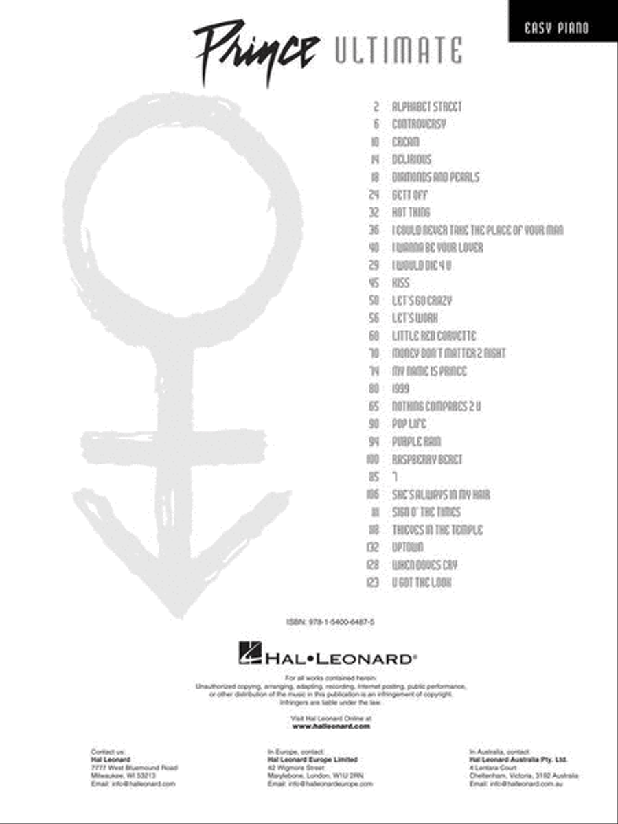 Prince – Ultimate Prince – Ultimate Easy Piano scores gallery preview page 4
