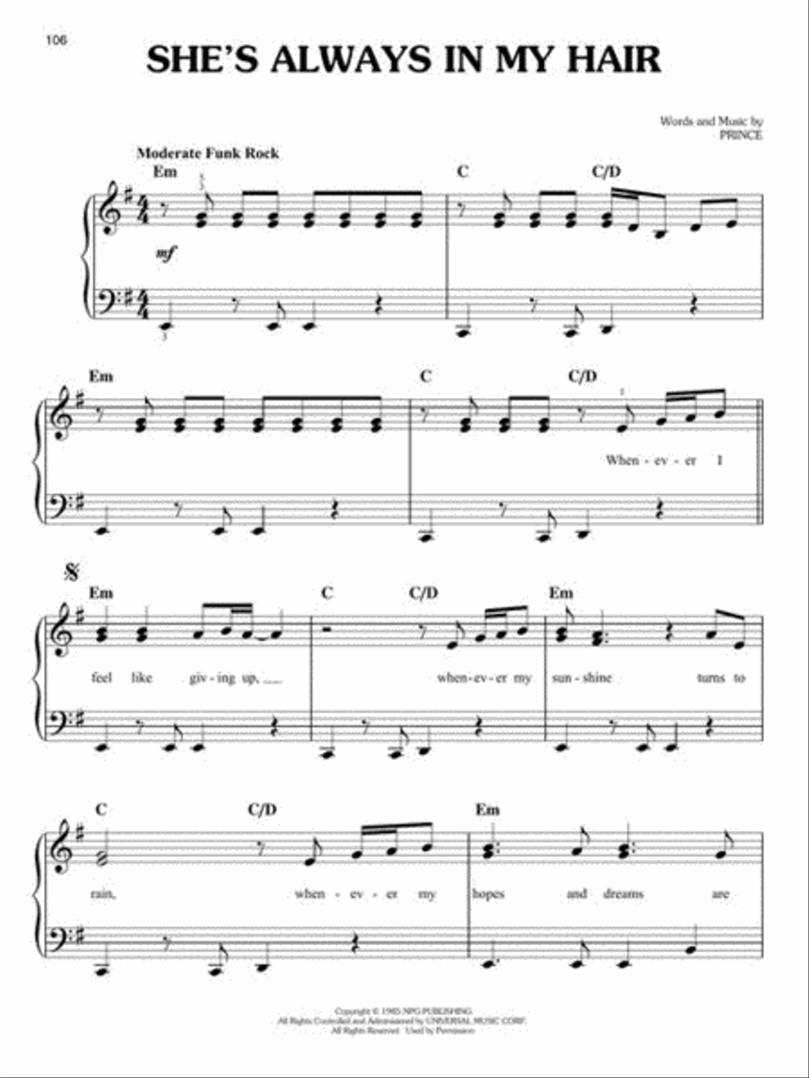 Prince – Ultimate Prince – Ultimate Easy Piano scores gallery preview page 6