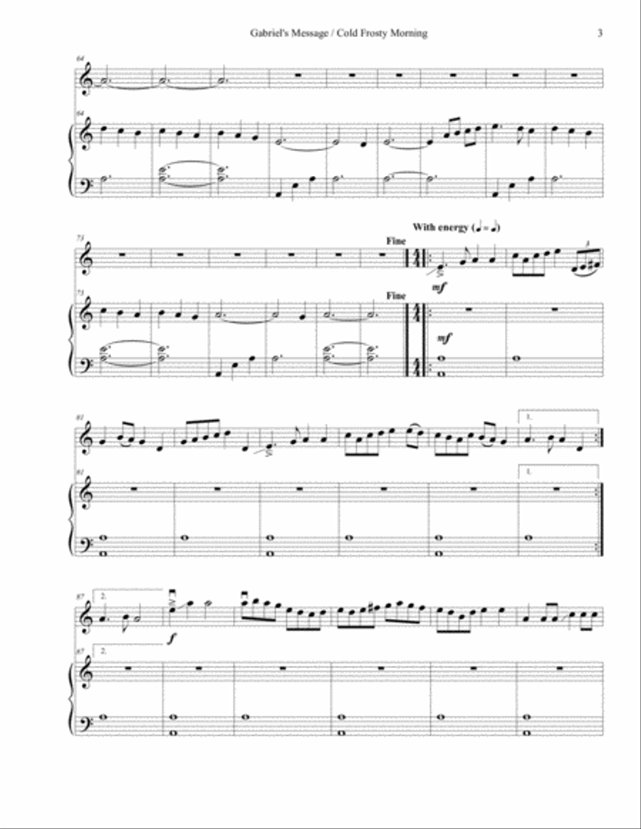 Gabriel's Message / Cold Frosty Morning Violin Solo scores gallery preview page 3
