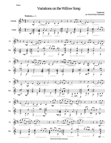 Variations on the Willow Song for clarinet and guitar