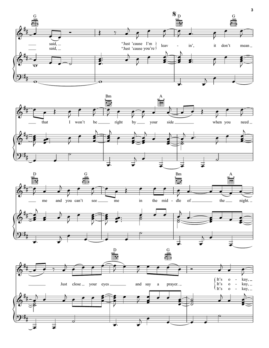 Even Though I'm Leaving Even Though I'm Leaving Piano, Vocal, Guitar scores gallery preview page 3